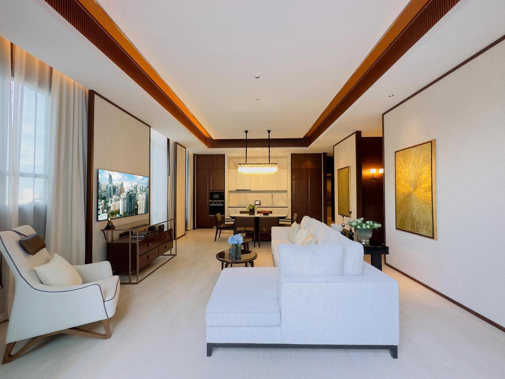 Silq Hotel & Residence, Managed By The Ascott Limited Bangkok Phòng bức ảnh A living room in a private villa at Jumeirah at Etihad Towers